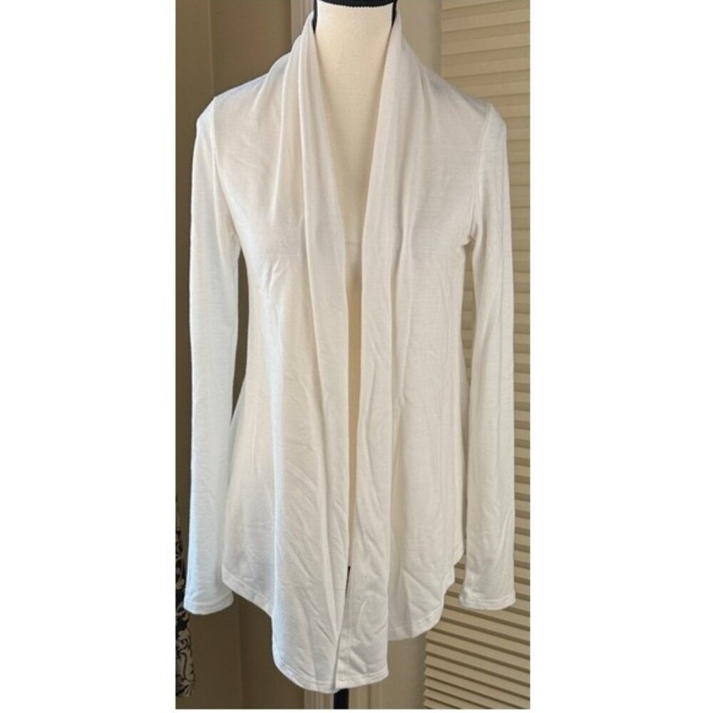 Twik Simons Open Front Cardigan Womens Asymmetrical White Draped Lightweight